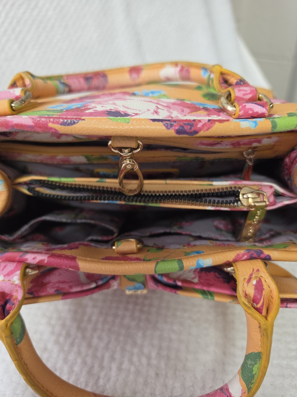 Betsey Johnson Yellow Floral Bow Top-Handle Satchel - Picture 3 of 5